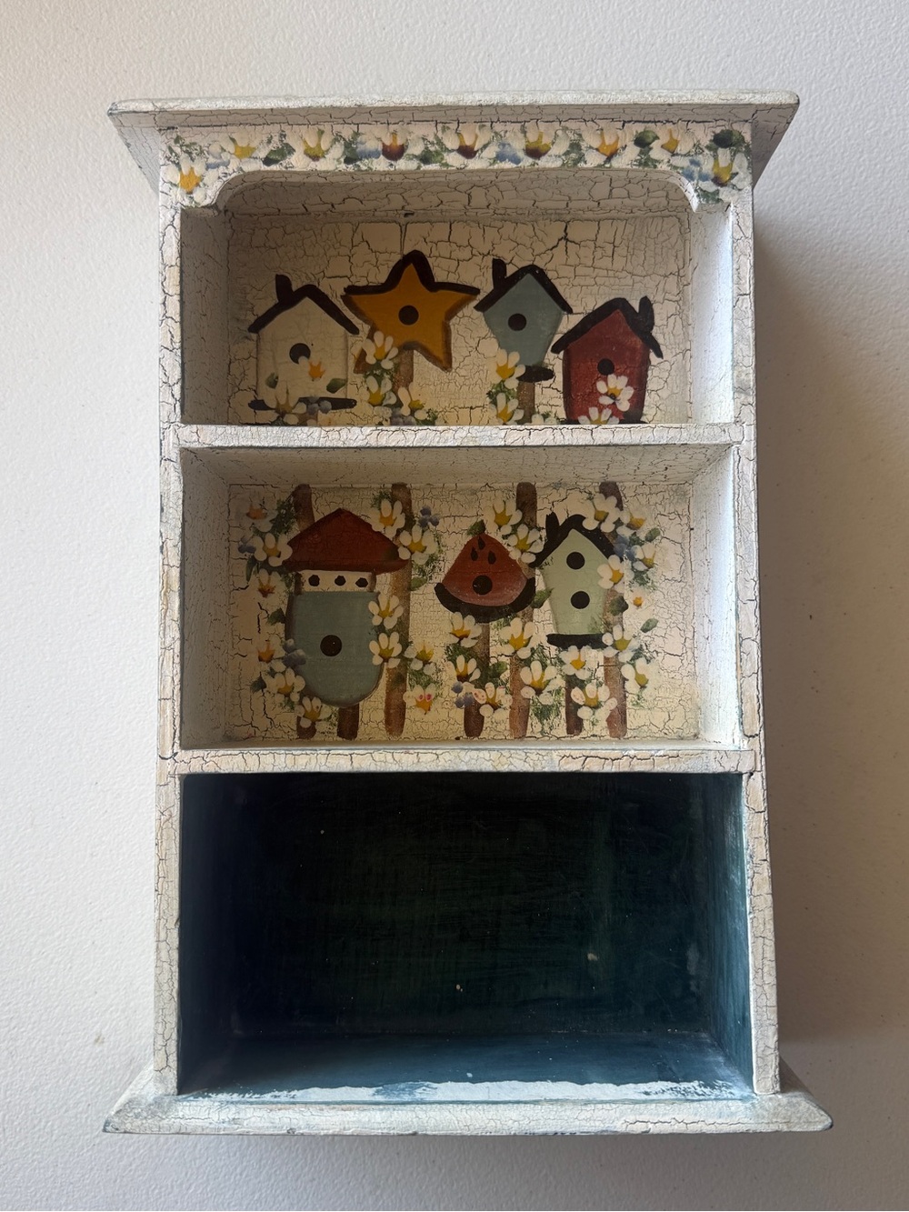 Hand-Painted Cream and Pastel Birdhouse Wall Shelf Miniatures Hallmark